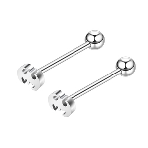 Venta al por mayor Compra a granel 14G Troquelado Acero inoxidable Lengua Anillo Stud Venta caliente Barbell Oreja Nariz Cuerpo Lengua Piercing - Product Image 2