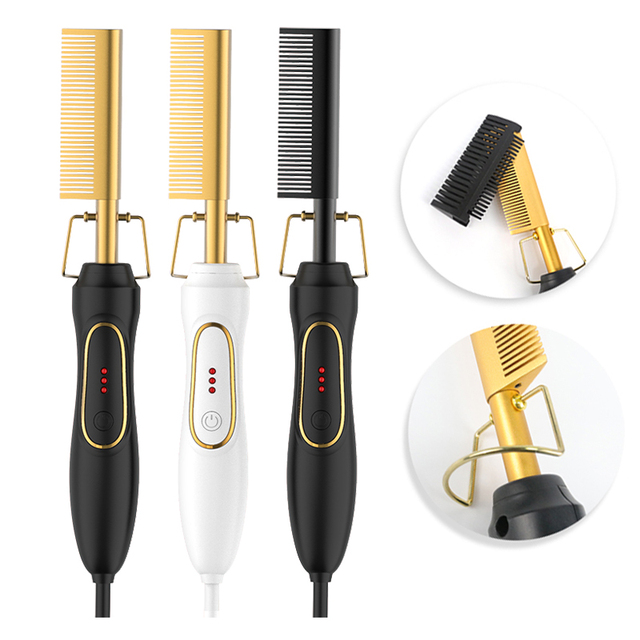 Custom Beauty Home Travel Use Diamond Professional Heating Electric Tool Straightening Iron Copper Hair Straightener Hot Comb