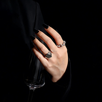 2025 nouveauté Vintage 925 bague ouverte en argent Sterling avec chaîne lien conception corde Texture audacieux unisexe bijoux pour femmes et hommes