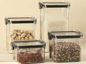 Contenedor de Almacenamiento de Alimentos de Plástico Transparente Hermético de Gran Capacidad para Cocina y Despensa, con Tapa - Product Image 4