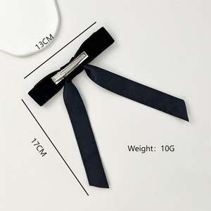 Оптовая продажа, женские бархатные банты для волос, красные заколки для волос, конский хвост, длинные ленточные банты, аксессуары для волос для девочек, школьников - Product Image 6