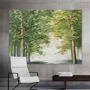 Peinture sur toile d'arbre vert 3D, texture d'arbre vert, peinture moderne sur toile, décoration murale, peinture artisanale, décoration intérieure, art mural - Product Image 2