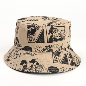 Nouveau Chapeau Bob Unisexe de Style Américain avec Imprimé Personnage de <span class=keywords><strong>Bande</strong></span> <span class=keywords><strong>Dessinée</strong></span>, Double Usage, Large Bord, Protection Solaire, pour l'Extérieur - Product Image 3