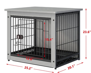 กรงสุนัขทำจากไม้ลายตารางสุนัขในร่มพร้อมกรงสัตว์เลี้ยงแบบถอดออกได้ - Product Image 2