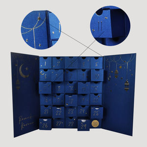 Caja de Regalo Personalizada para Calendario de Adviento de Belleza de Ramadán con Cuenta Regresiva de Eid, Empaque para Cosméticos, Dátiles y Chocolate con Diseño de Luna y Estrella, Proveedor de Regalos de Eid - Product Image 3