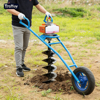 Benzine aangedreven grondboor met draagbare trolley, 99cc, voor fruitteelt in Vietnam