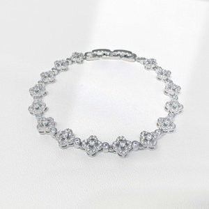 custom plata 925 <b>silver</b> Flower Shape Rhodium Plated <b>bracelet</b> wholesale clover Women Rhinestones zircon unique <b>bangle</b> <b>bracelets</b> - Product Image 1