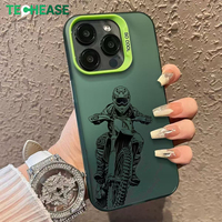 Coque de téléphone créative pour motard tout-terrain, imprimée et givrée, protection pour iPhone 16 Plus