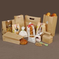 Sac en papier kraft brun recyclable, résistant à la graisse, personnalisable en couleur, avec poignées plates, imprimé à l'écran, pour l'emballage du pain, usage industriel alimentaire