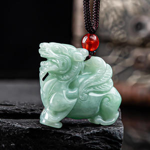 Colgante de Jadeíta Natural de Myanmar con Apsaras Voladoras y Kirin, para Hombre y Mujer, Jade General al por Mayor PX10 - Product Image 3