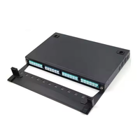 Panel Patch serat optik 1U desain kustom 12 24 48 72 96 144 Core kaset MPO MTP pemandu geser untuk 4G WiFi 3G FTTH
