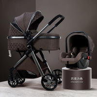 Landau Bébé Siège Auto et Poussette Bébé Landau Poussette 3 en 1 Poussette Bébé Pliable avec Siège Auto