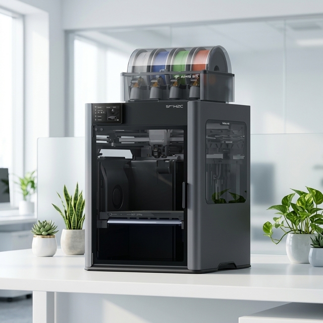 H2C AMS Combo High-Speed Industrial 3D Printer with Auto-Leveling Multi-Color Support Closed Core-XY FDM WiFi/USB Connectivity