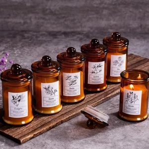Velas Aromáticas de Cera de Soja Color Ámbar de Lujo al por Mayor, sin Humo, en Frascos de Vidrio, para Regalos de Cumpleaños, Decoración del Hogar, Estilo <span class=keywords><strong>Yankee</strong></span> <span class=keywords><strong>Candle</strong></span> - Product Image 5