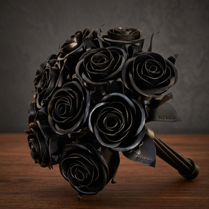 Chaman India Modern <b>Small</b> Powder Coated Wrought Iron Roses & Flowers Desktop Planter - Product Image 3
