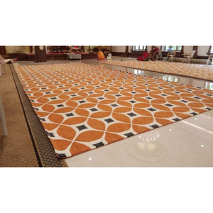 Modern Geometric Pattern Area <b>Rug</b> Rectangle Orange White <b>Black</b> Non Slip Rubber 100%wool hand tufted carpet - Product Image 1