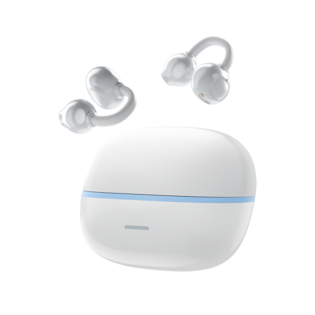 D04 White Ear Clip TWS Wireless Earbuds 5.4 Open Ear Sport Headphones With HiFi Stereo Mic For Android IOS