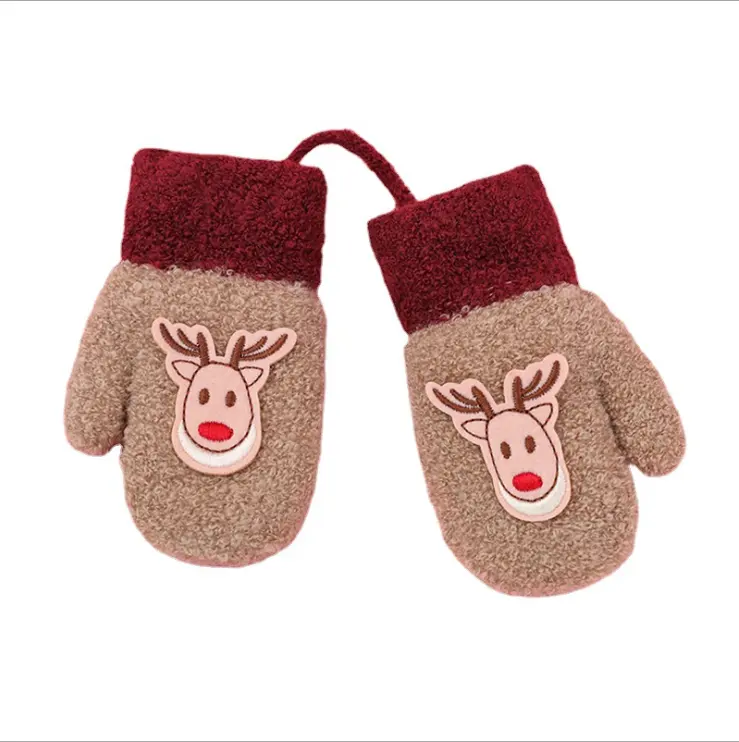 Children's gloves winter new Christmas Elk neck mittens cute thick plush warm gloves