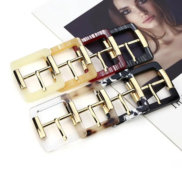 Decorative bag strap belt pin buckle gold alloy prong plastic resin square buckle for bags Belts