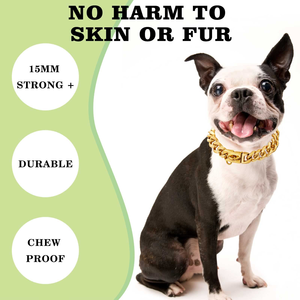 Juego de Placas de Identificación Personalizadas de Lujo para Perros, con Diseño a Cuadros, Collar American Pitbull Cuban Link, Cierre de Hebilla, Acero Inoxidable, Oro Rosa - Product Image 4