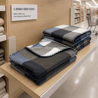 Couverture en polaire tricotée en polyester recyclé à motif géométrique pour supermarché, OEM/ODM, taille et couleur personnalisées, approvisionnement en gros