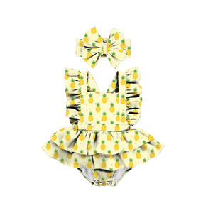 HY-054-YDLH - Pelele de Verano para Bebé Niña con Diseño de Arcoíris, Hecho de Seda de Leche Suave, Adorable Traje Burbuja, Ropa para Niñas Pequeñas, Conjunto de Overol para Bebé - Product Image 2