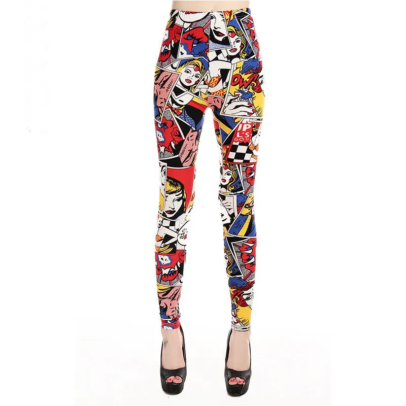 Hot Sale Women Leggings High Waist Cartoon Comic Beauty Print Trousers Soft Female Casual Elastic Pant