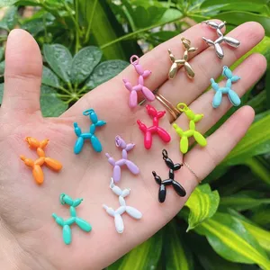 2023 Cute Balloon Dog Puppy Animal Pendant DIY Fashion Colorful Jewelry Charms Enamel Necklace Pendant Jewelry Accessories