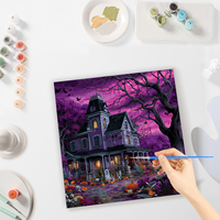 CHENISTORY Peinture par numéros DIY Château de Nuit d'Halloween, Paysage à colorier par numéros pour adultes, Cadeau DIY