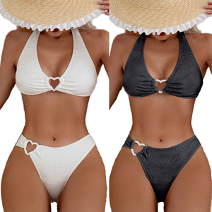 Conjunto de Bikini de 2 Piezas con Estampado de Leopardo, Diseño Hueco, 5 Colores, Decoración Bordada, Secado Rápido, Ecológico, para la Playa - Product Image 1