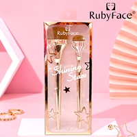 Ensemble de 2 pinceaux de maquillage à tête plate Rose Gold : Pinceau Kabuki pour le teint et pinceau de précision pour le correcteur, avec manche métallique effet miroir