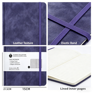 Carnet A5 à couverture rigide en cuir PU de qualité supérieure, avec bande élastique, design doublé personnalisé, excellent rapport qualité-prix – Offre spéciale - Product Image 4