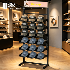Présentoir métallique multicouche de haute qualité pour chapeaux de baseball, casquettes trucker, chapeaux de paille, chapeaux d'hiver, casquettes bob, bonnets, chapeaux Melin et <span class=keywords><strong>casques</strong></span> - Product Image 1