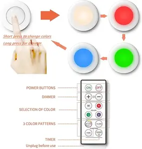 16Color LED Closet Light Wireless Remote Control Under Counter Night Puck Lamp Cabinet Kitchen Wardrobe Cupboard