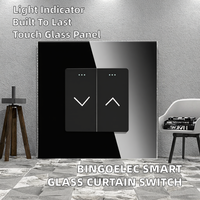 Interrupteur mural intelligent pour rideau à enroulement avec voyant lumineux, panneau tactile en verre, norme britannique, pour volet roulant, 10A