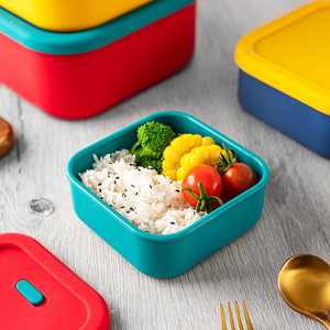 Single Compartment Silicone Bento <b>Lunch</b> Box <b>Set</b> for School Children Kid No Spillage With Lid - Product Image 2