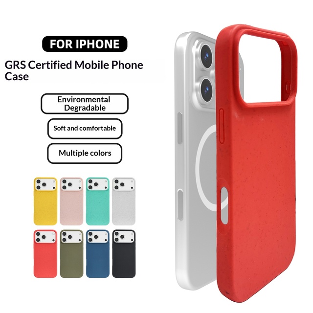 GRS Recycled Standard Phone Case Eco-Friendly Degradable Wheat Straw Shockproof UV Painted Mobile Phone Case for 17 Pro/Air