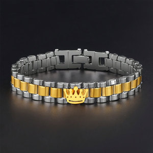 Non Tarnish 316L Stainless Steel <b>Men's</b> Fashion Bracelets & <b>Bangles</b> 14k 18k Pvd Gold Plated Crown Jewelry Bracelet for <b>Men</b> - Product Image 1