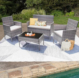 Premium 4 Pieces Garden Wicker <b>Rattan</b> <b>Sofa</b> Set Multi-Functional Outdoor Patio Conversation Set for Hospitality and Home Use - Product Image 1