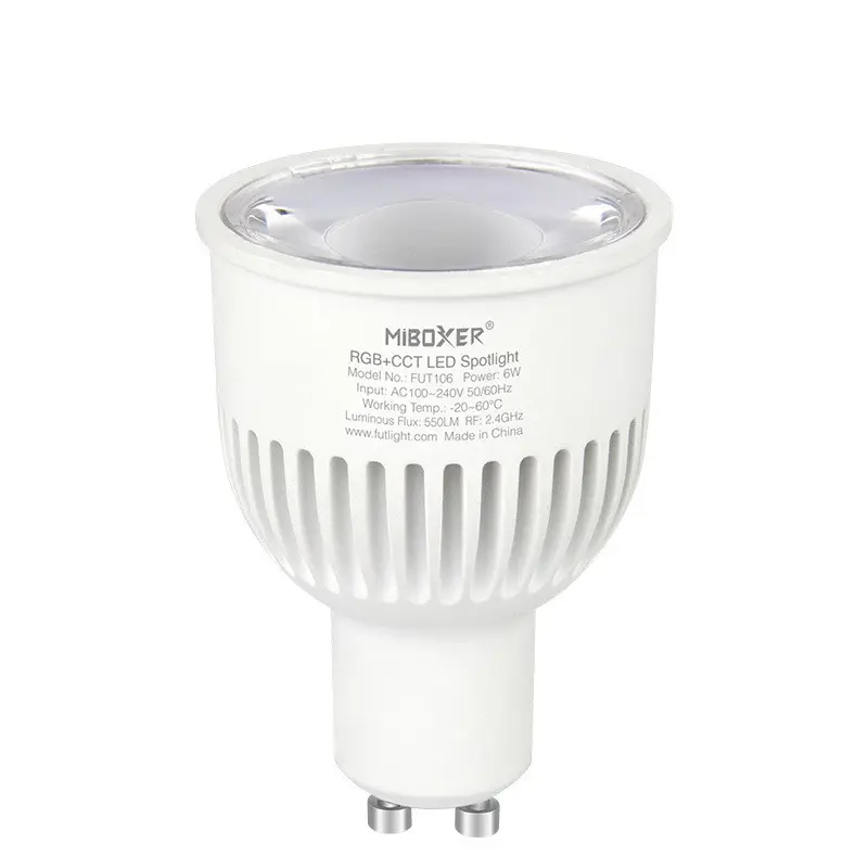 Miboxer FUT106 6W GU10 RGB+CCT LED Spotlight 2.4Ghz Remote + APP + Voice Control