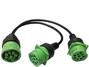 Grün Typ 2 J1939 Deutsch 9 Pin Stecker Splitter Y Kabel Diagnose Kabelbaum für LKW Freightliner GPS ELD Anhänger - Product Image 4