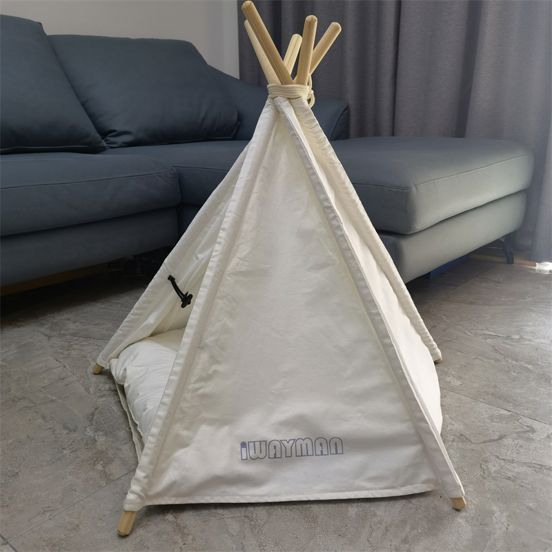 IWAYMAN Portable Pet Tents Pet Teepee with Cushion for Dogs and Cats Puppies House with Bed Pet Tent Bed