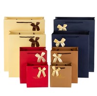 Sac en papier avec Logo personnalisé, 50 pièces, sac cadeau de luxe, avec ruban, emballage de vêtements, sac en papier pour cadeau