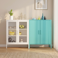 Armoire de rangement nordique en verre à pieds hauts pour salle à manger et salon