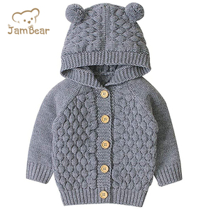 Usine OEM Pull unisexe en tricot de coton pour bébés garçons filles Pull élégant en laine douce coton biologique avec boutons sur le devant Motif coloré d'automne - Product Image 6