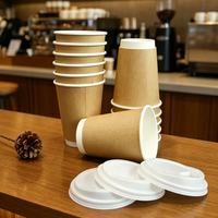 Gobelets en Papier Kraft Jetables à Double Paroi, Logo Personnalisé, Imprimés Dorure Or, pour Service de Jus 8oz/12oz/16oz Diamètre 90mm