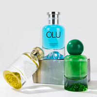 Bouteille de parfum en verre rechargeable vide de luxe transparente personnalisée avec boîte de forme ronde à fond épais de 30ml 50ml 100ml