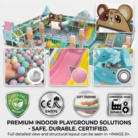 Equipo de Juego Suave para Interiores Directo de Fábrica: Piscina de Bolas con Proyección Temática de Osos Pastel, Carrusel de Ballenas, Toboganes y Piscina de Arena
