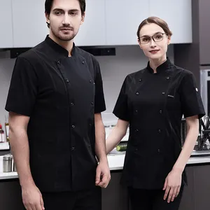 5 Star Hotel Summer Spring Fade-proof Staff Chef Coat For Men Women Cotton Fine Dinning Waiter White Uniform Chef