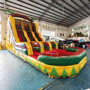 สไลเดอร์น้ำเป่าลมแบบสองเลนสำหรับเด็กเล่นกลางแจ้ง พร้อมบ้านลมและสไลเดอร์น้ำแบบทรอปิคอลสำหรับงานปาร์ตี้เชิงพาณิชย์ - Product Image 2